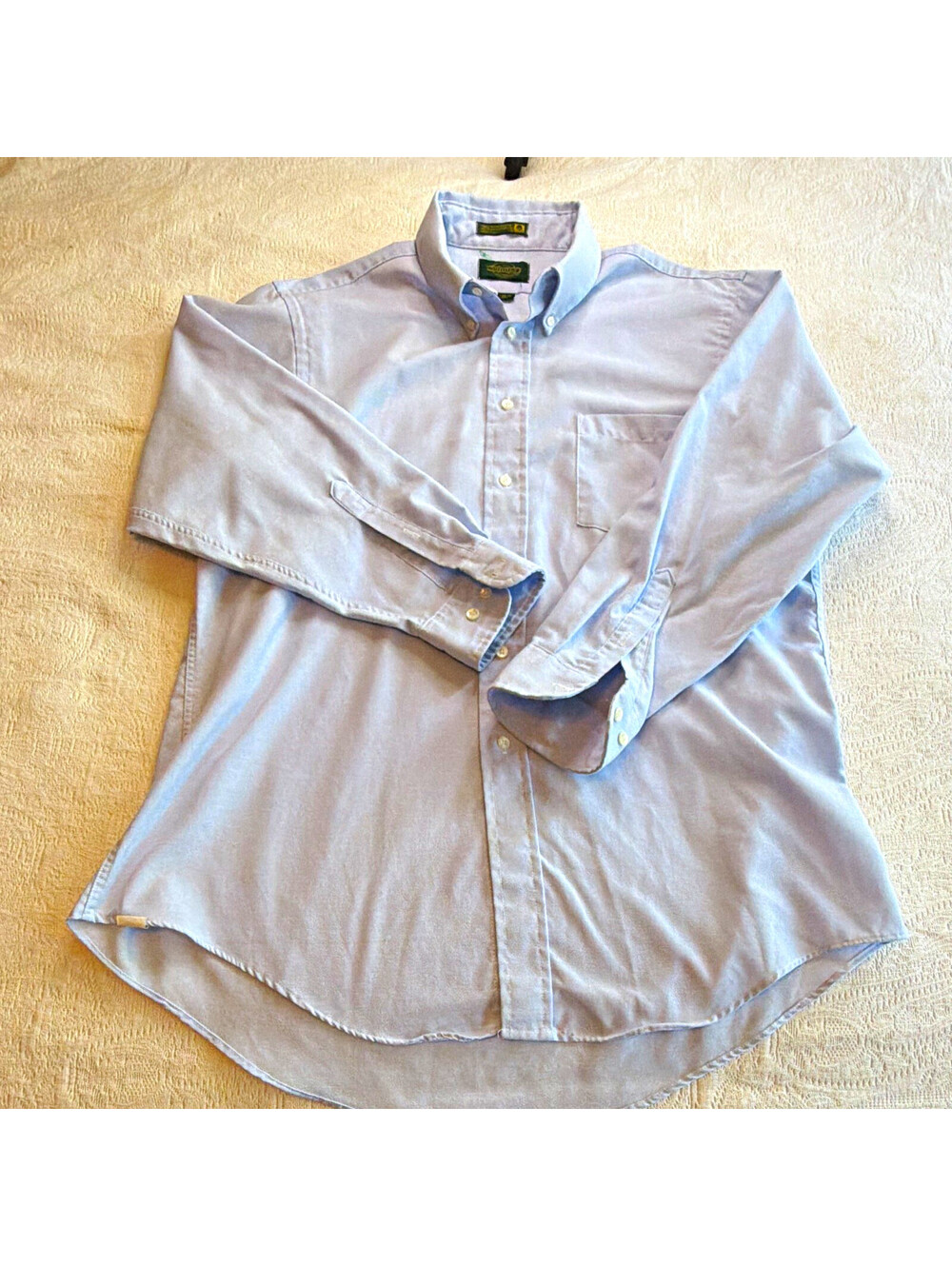 Surrey Men's XL Blue Solid Long Sleeve Button-Up Shirt w/ Pockets 16 1/2 32 USA
